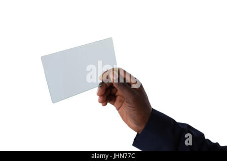 Close-up of businessman holding un smartphone en verre Banque D'Images