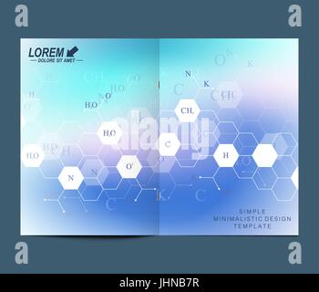 Vecteur moderne modèle pour brochure, flyer, dépliant, publicité, couverture, catalogue, magazine ou d'un rapport annuel. Les affaires, les sciences, la conception médicale. La structure scientifique modèle hexagonal, molécule. Surface de la carte Illustration de Vecteur
