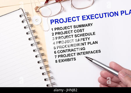 Plan d'exécution du projet concept- de nombreuses utilisations dans l'industrie de fabrication. Banque D'Images