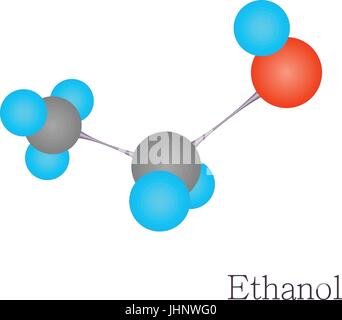 L'éthanol molécule 3D sciences chimiques Illustration de Vecteur