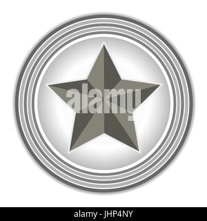 Noir gris à rayures symbole américain star anneau icône. Illustration de Vecteur