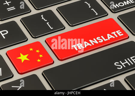 Translate notion sur le clavier avec un drapeau chinois, 3D Rendering Banque D'Images