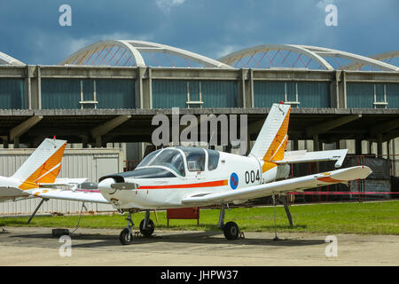 Zagreb, Croatie - 13 MAI 2017 : un avion UTVA 75 expose à la AIRVG2017, le jour de l'aviation à Velika Gorica. Banque D'Images