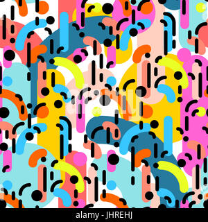 Résumé motif géométrique parfaite. Motif linéaire arrière-plan. Des formes colorées de courbes, traits et points Banque D'Images