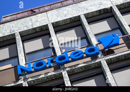 La direction générale à signer Nordea. Nordea Bank AB est un groupe de services financiers opérant dans le Nord de l'Europe. Banque D'Images