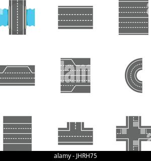 Routes icons set, cartoon style Illustration de Vecteur