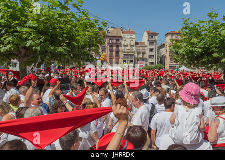 La cérémonie d'ouverture de San Fermín à City Hall Square à Pampelune, Espagne Banque D'Images