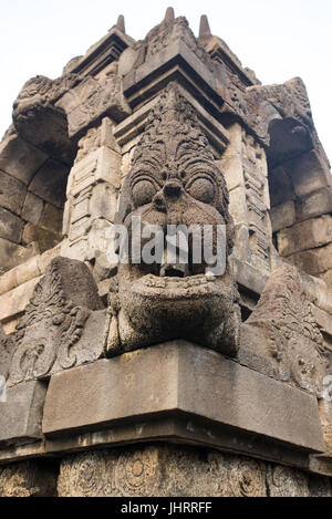 Vue panoramique d'un coin détail Temple de Borobudur Java Indonésie. Banque D'Images