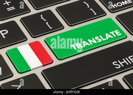 Translate notion sur le clavier avec drapeau italien, 3D Rendering Banque D'Images