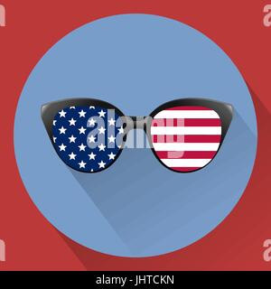 Lunettes patriotique avec des étoiles et des bandes. Date de l'indépendance aux États-Unis. La quatrième de juillet. Vector illustration. Télévision Illustration de Vecteur