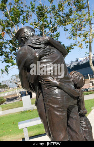 Retour à la statue sur le thon Harbour sur Harbor Drive, San Diego, Californie, USA. Banque D'Images