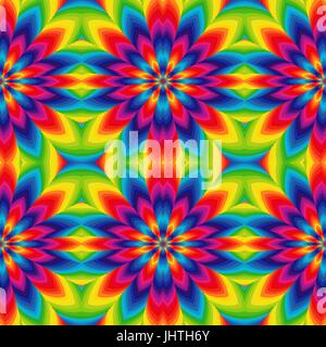 Abstract vector pattern avec rotation géométrique des fleurs dans les couleurs du spectre Illustration de Vecteur
