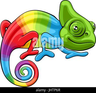 Chameleon Arc-en-ciel Cartoon Character Illustration de Vecteur