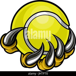 Monster ou animal claw holding Tennis Ball Illustration de Vecteur