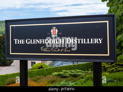 Whisky Glenfiddich Distillery, Dufftown, Speyside, Moray, Ecosse, Royaume-Uni. Le whisky de malt écossais. Banque D'Images