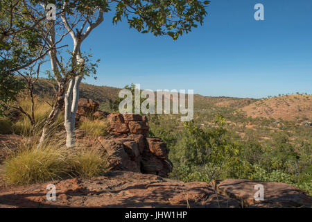 Voir l'Île du Belvédère de la pile, Boodjamulla National Park, Queensland, Australie Banque D'Images