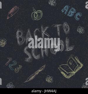 Retour à l'école. Écrit par la craie sur l'asphalte. Vector, EPS10 Illustration de Vecteur