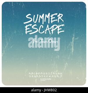 Ensemble de voyage d'été. Grunge background avec alphabet dessiné à la main. Vector Illustration de Vecteur