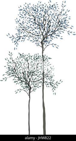 Fond d'arbres. Le tronc et les feuilles dans des couches distinctes. Vector illustration. Illustration de Vecteur