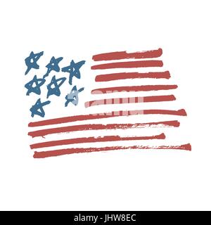 Drapeau américain Illustration. Peint au pinceau. Illustration de Vecteur
