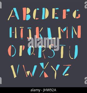 Gribouillages colorés à la main Alphabet Illustration de Vecteur