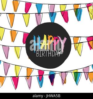 Joyeux anniversaire le lettrage sur Pennant Vacances Bunting Illustration de Vecteur