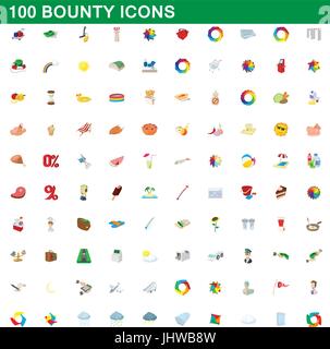 100 bounty icons set, cartoon style Illustration de Vecteur