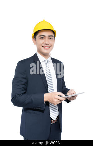 Asian architecte ingénieur manager de toucher et à l'aide de tablette. Banque D'Images