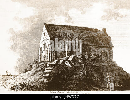 1775 imprimer représentant l'église ou chapelle Notre Dame, Guernsey, Channel Isles Banque D'Images