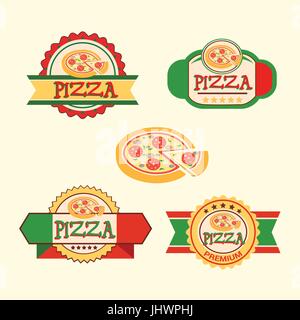 Pizza, étiquette, logo Pizza, pizzeria ou café, vector Illustration de Vecteur