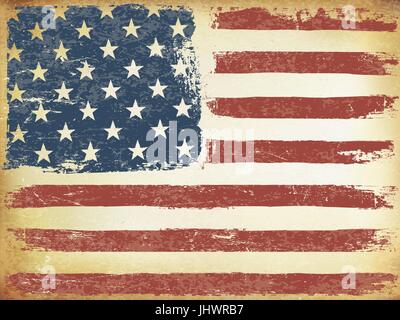 Le thème de fond du drapeau américain. Grunge Vector de modèle. Orientation horizontale. Illustration de Vecteur