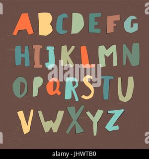 Coupe papier Alphabet. Lettres colorées. Facile couleur modifiée de lettre. Lettres en majuscule. Chaque lettre d'un groupe distinct et prêt à l'emploi. Bon pour l'écologie, Illustration de Vecteur
