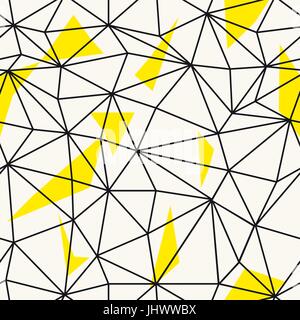 Low poly de répétition. transparente Facettes triangulaires. Modèle de scénario. Wireframe fond noir et jaune modèle homogène. Illustration de Vecteur