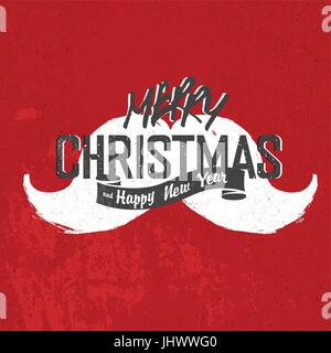 Joyeux Noël Vintage avec lettrage Santa's moustaches. Pour Noël et les cartes de vœux Illustration de Vecteur