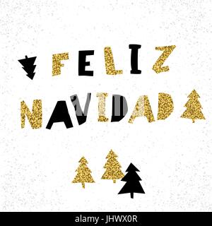 Feliz Navidad. Modèle de carte de vecteur Joyeux Noël en langue espagnole. Illustration de Vecteur