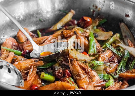 Close-up of a hot pot de fruits de mer à Lanzhou (Chine) Banque D'Images