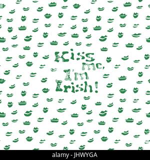 Embrasse-moi, je suis irlandais. Conception de t-shirt de lettrage. Saint Patrick's Day celebration, vector illustration. Vintage design typographique pour la Saint-Patrick. Illustration de Vecteur