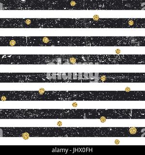 Lignes et texturé noir points golden chaotique. motif transparent Vintage Retro pattern. Abstract vector background Illustration de Vecteur