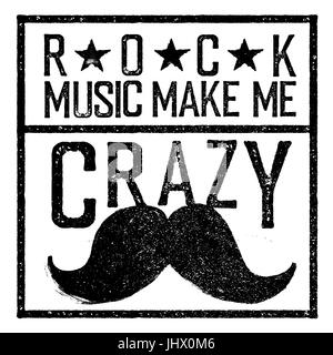 La musique rock me rendre dingue. Tee print design modèle. Vintage ancien style. Illustration de Vecteur