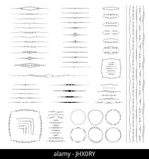 Ensemble d'éléments de décoration Vintage. S'épanouit ornements calligraphiques et cadres avec place pour votre texte. Éléments rétro pour des invitations, des bannières, Po Illustration de Vecteur