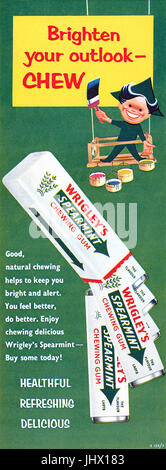 1957 La publicité pour Wrigley's Spearmint Chewing-gum. Banque D'Images