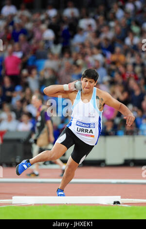 Londres, Royaume-Uni. 16 juillet, 2017. Hernan Emanuel Urra (ARG) au cours de la Men's Lancer du poids F35 au final le monde Para athlétisme championnats dans le stade de Londres, Queen Elizabeth Olympic Park. Crédit : Michael Preston/Alamy Live News Banque D'Images