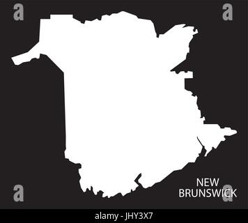 New Brunswick Canada map inversé noir forme illustration silhouette Illustration de Vecteur