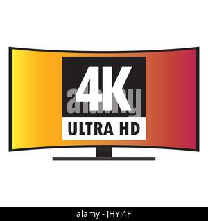 4K Ultra HD écran incurvé moderne Smart TV, vector Illustration de Vecteur