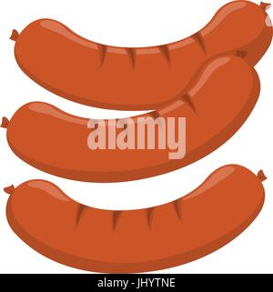 Saucisses grillées. Hot dogs grillés. Barbecue bbq saucisses de viande épicées pour le restaurant de restauration rapide. Illustration vectorielle Illustration de Vecteur