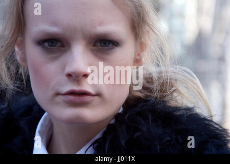 Pas de portrait de beauté Maquillage Fashion model Hanne Gaby Odiele durant la Fashion Week de New York Banque D'Images