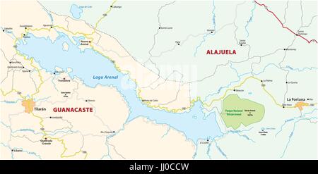 Plan de l'environnement du Costa Rica, Lac Arenal Illustration de Vecteur