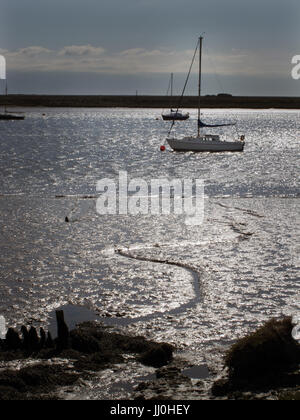 Bouées d'amarrage des bateaux sur river alde à Orford suffolk angleterre Banque D'Images