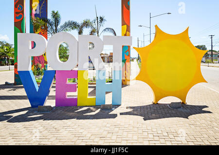 PORTO VELHO, BRÉSIL - 17 juin 2017 : structure d'accueil à l'entrée de la ville de Porto Velho, connu sous le nom de Cidade do Sol en portugais. Porto Velho Banque D'Images