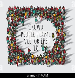 Foule grand groupe de personnes. Illustration de Vecteur